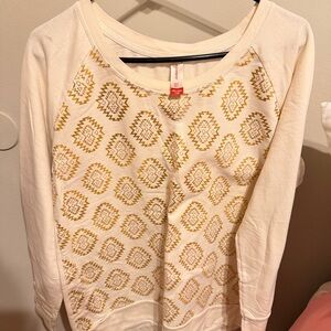 No Boundaries Cream and Gold Geometric Sweatshirt